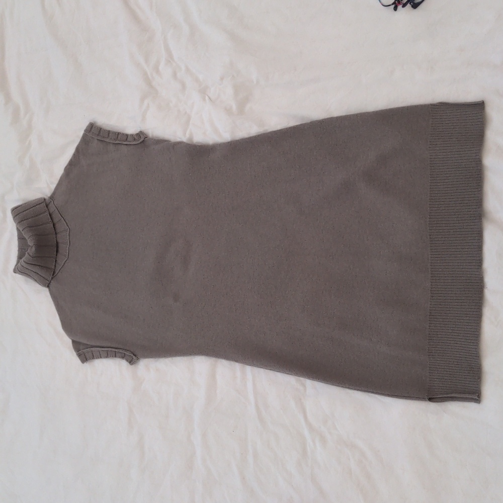 Boss Cap Sleeve Taupe Soft Virgin Wool Sweater Dress Size Small